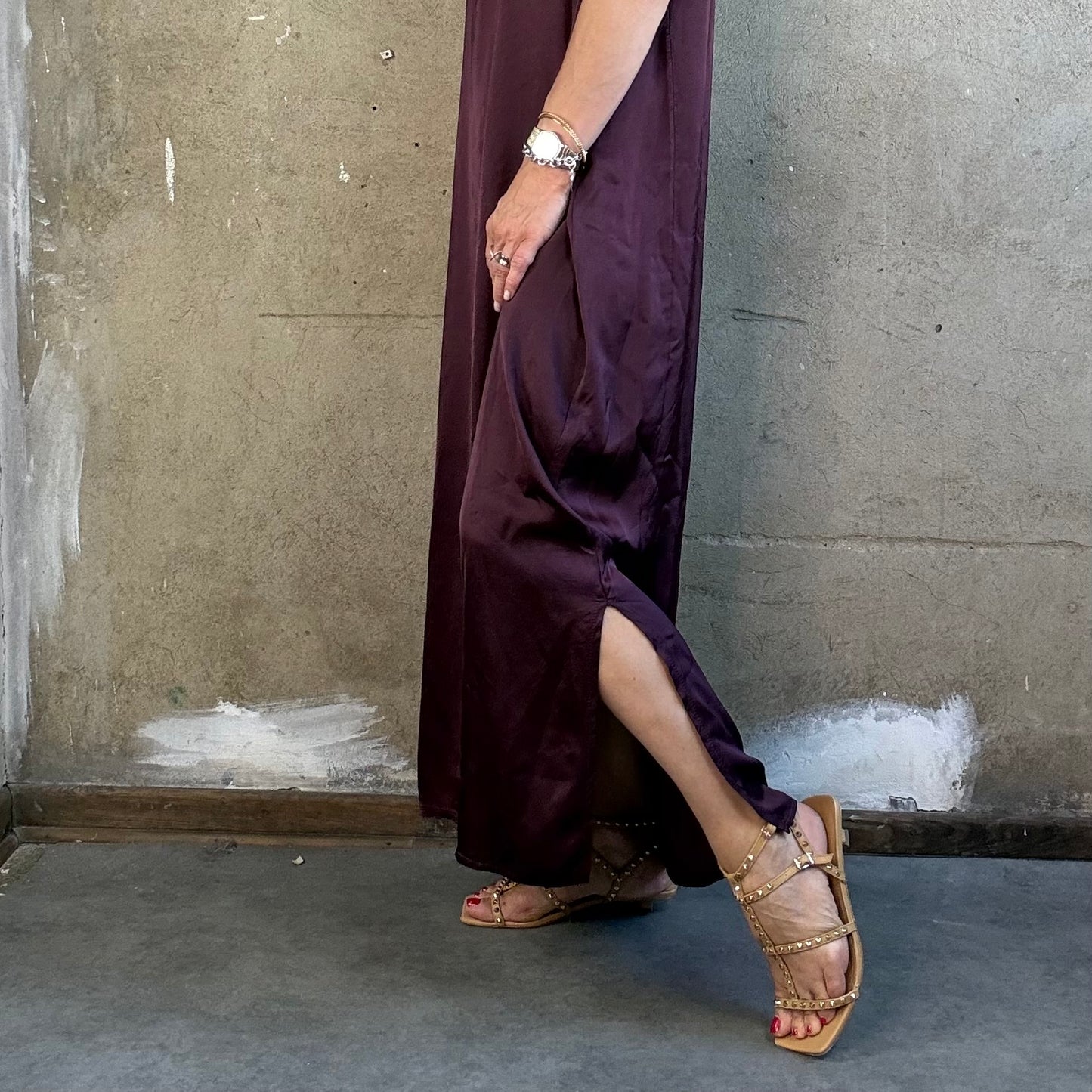 Satin Kleid Lang