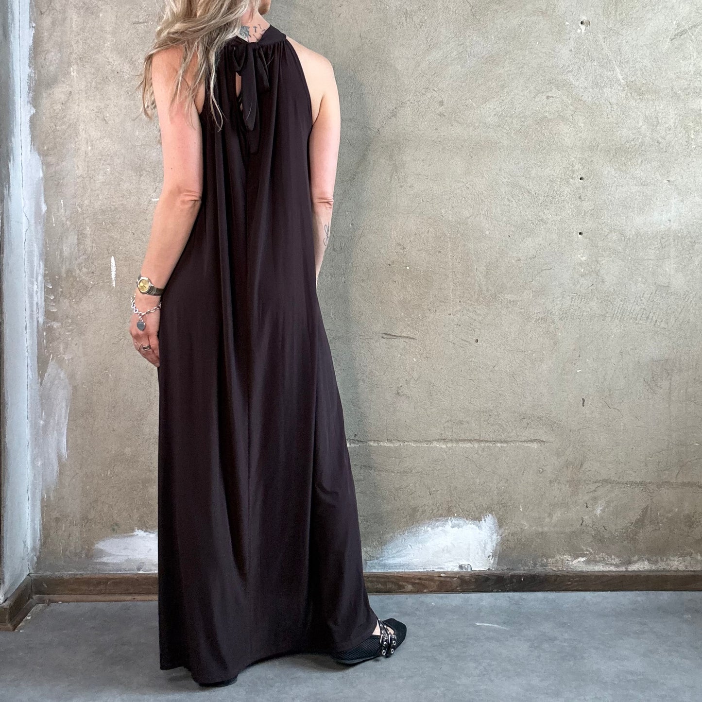 American Neck Maxikleid Braun