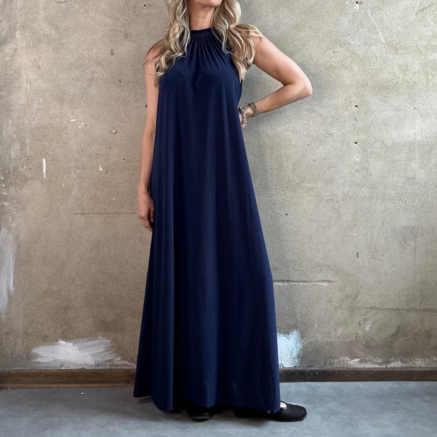 American Neck Maxikleid Blau