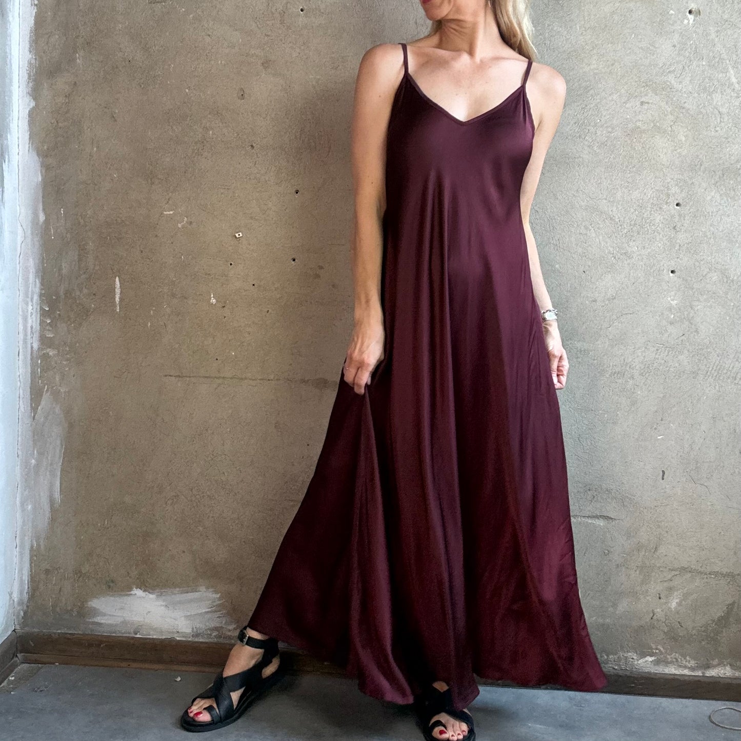 Satinträgerkleid  Bordeaux