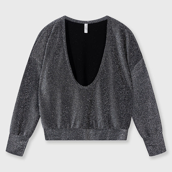 10 Days deep neck sweater glitter