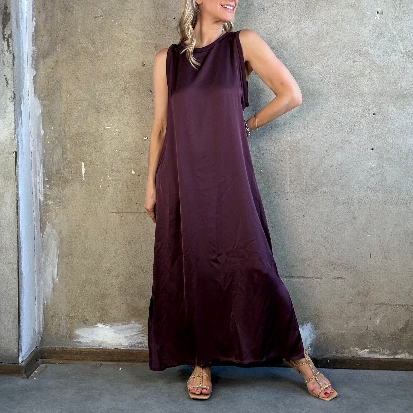 Satin Kleid Lang