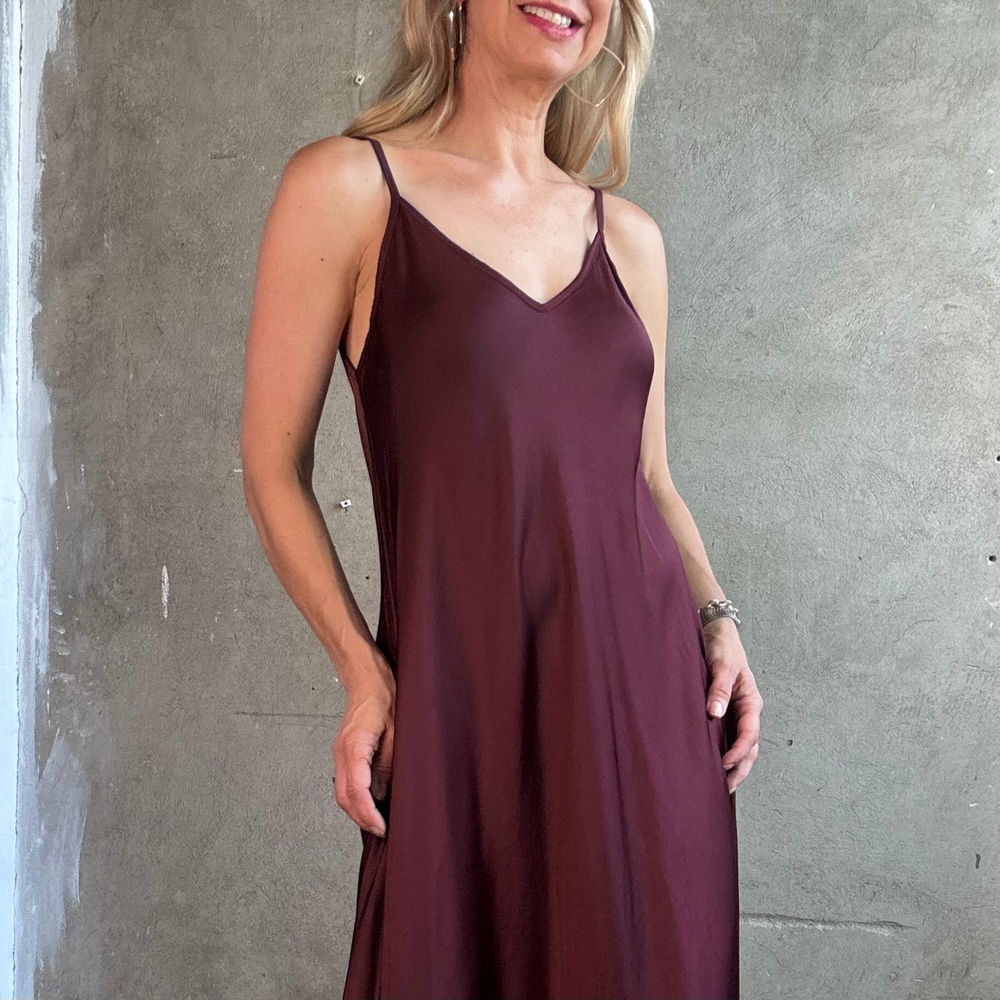 Satinträgerkleid  Bordeaux