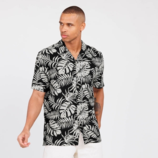 KEY LARGO Herren Hemd Aus Baumwolle – Halbarm Shirt Mit Allover-Print Im Regular Fit