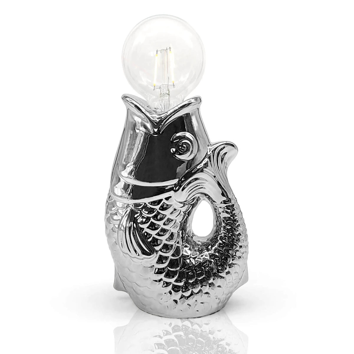 MEA LIVING Fisch Tischleuchte Silber