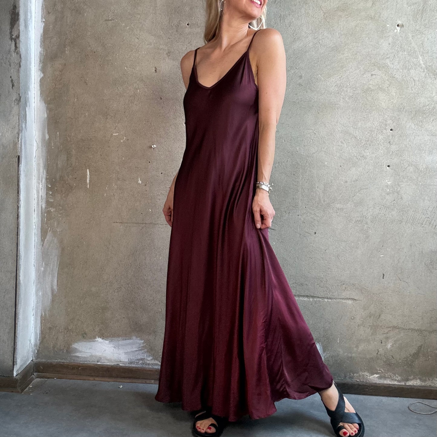 Satinträgerkleid  Bordeaux