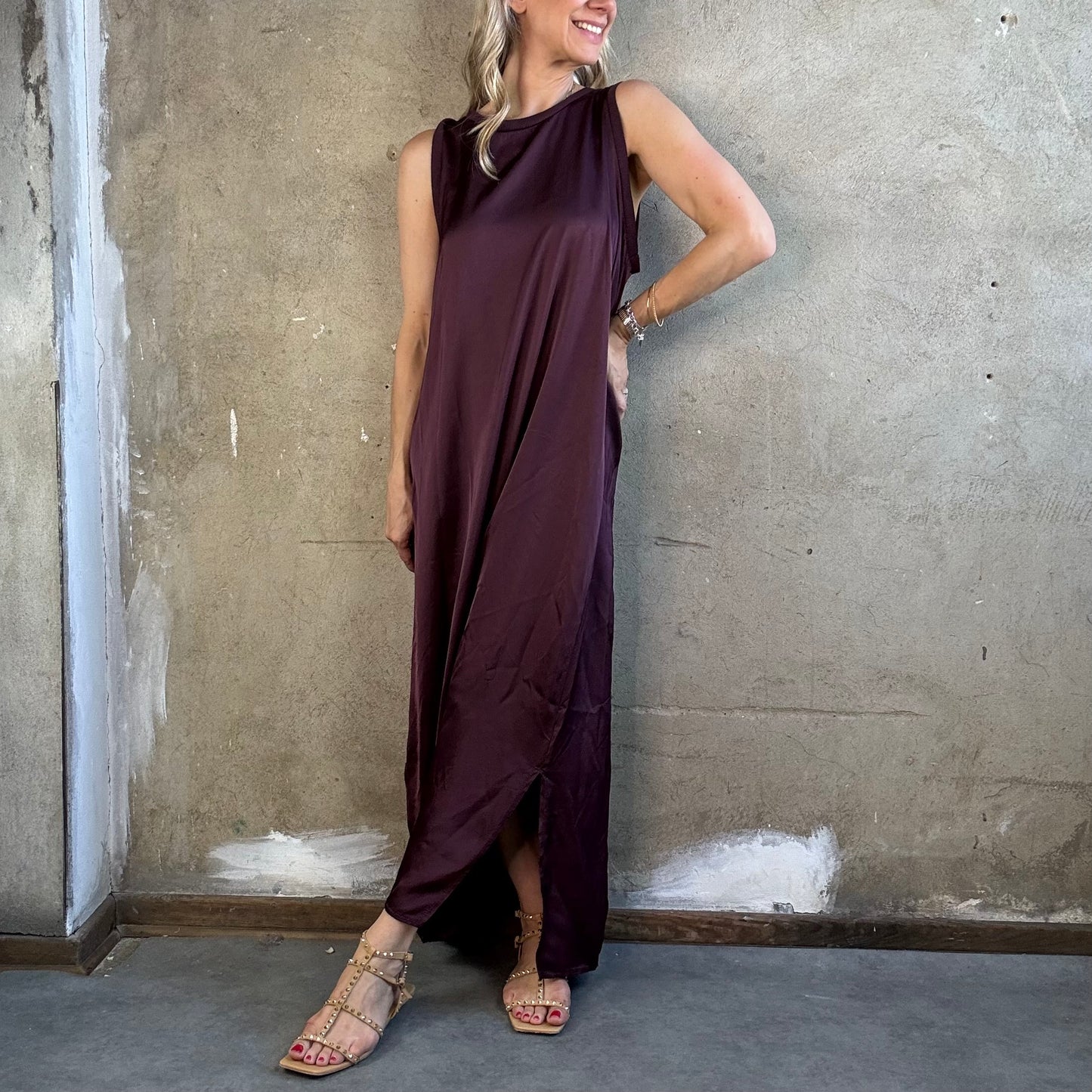 Satin Kleid Lang