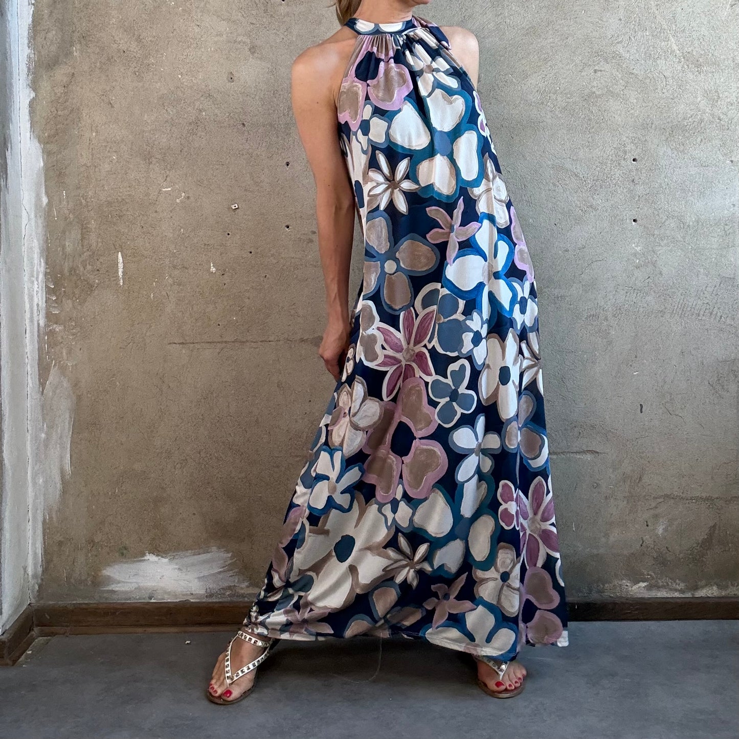 American Neck Maxikleid Flower