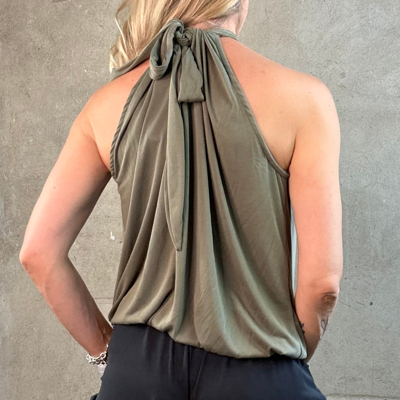 American Neck Top Khaki