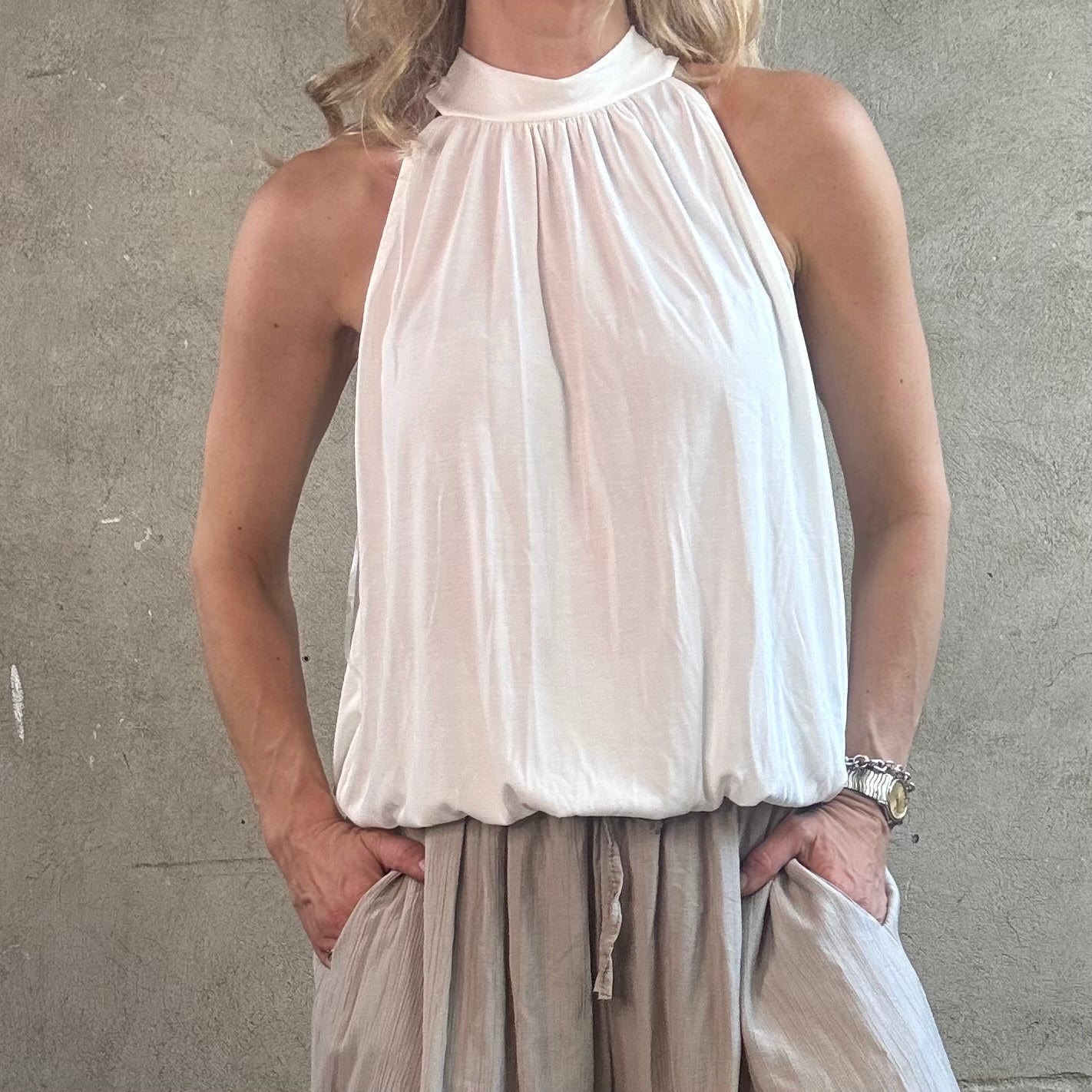 American Neck Top Weiß