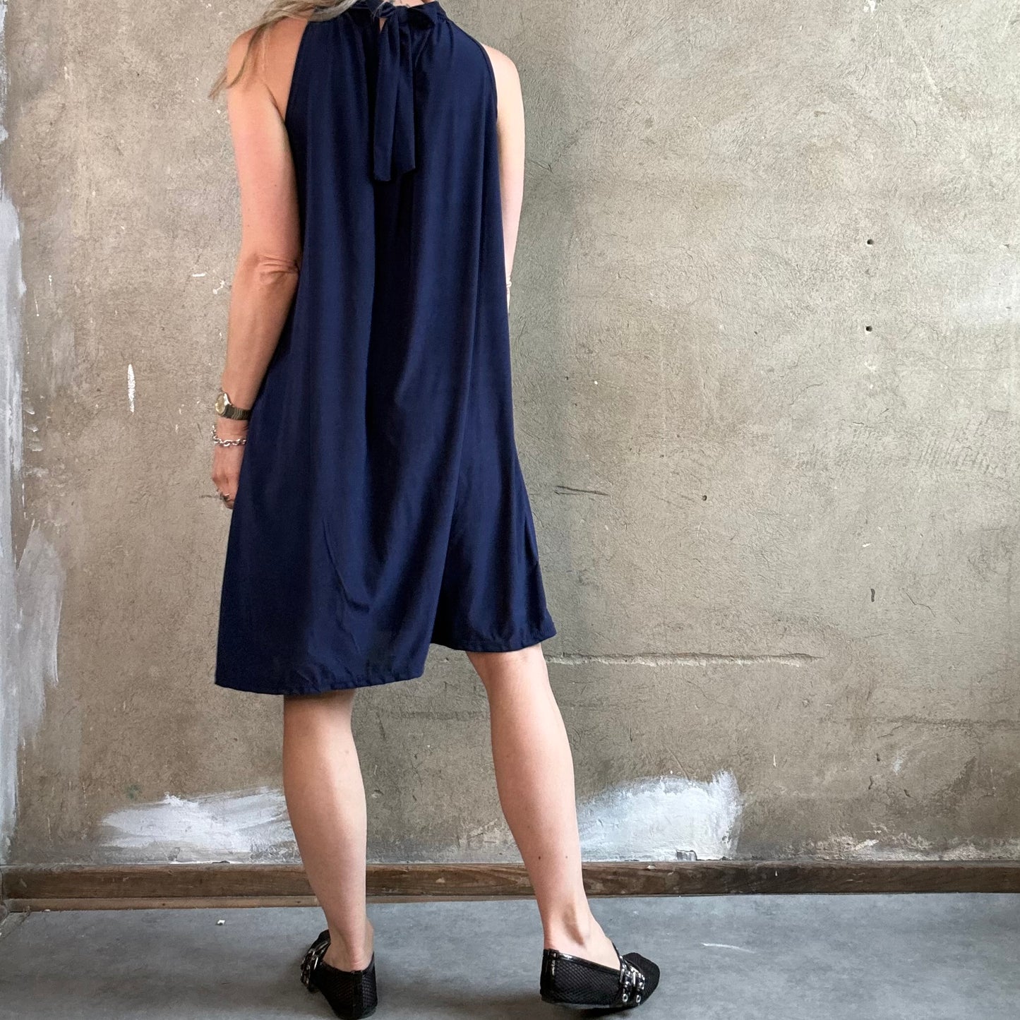 American Neck Dress Blau