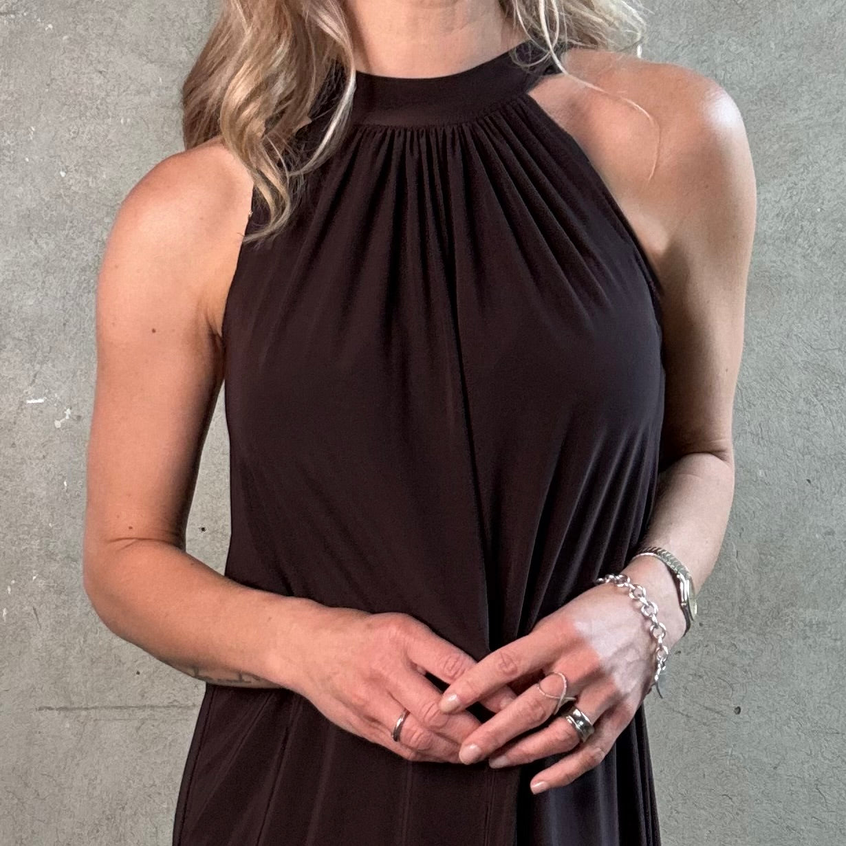 American Neck Maxikleid Braun