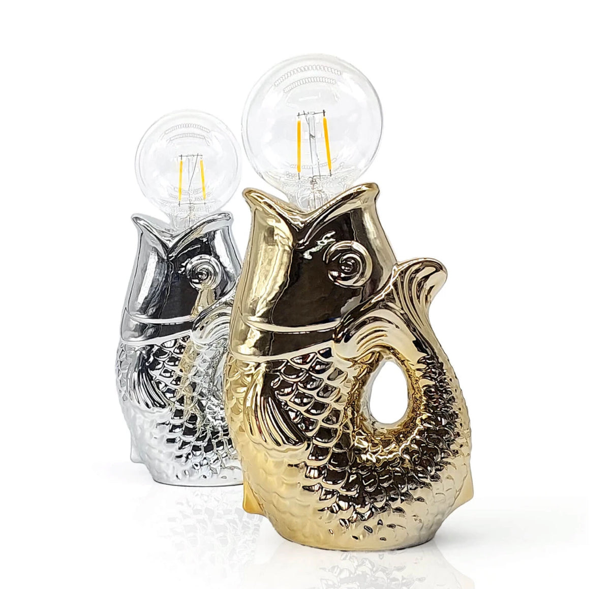 MEA LIVING Fisch Tischleuchte Silber