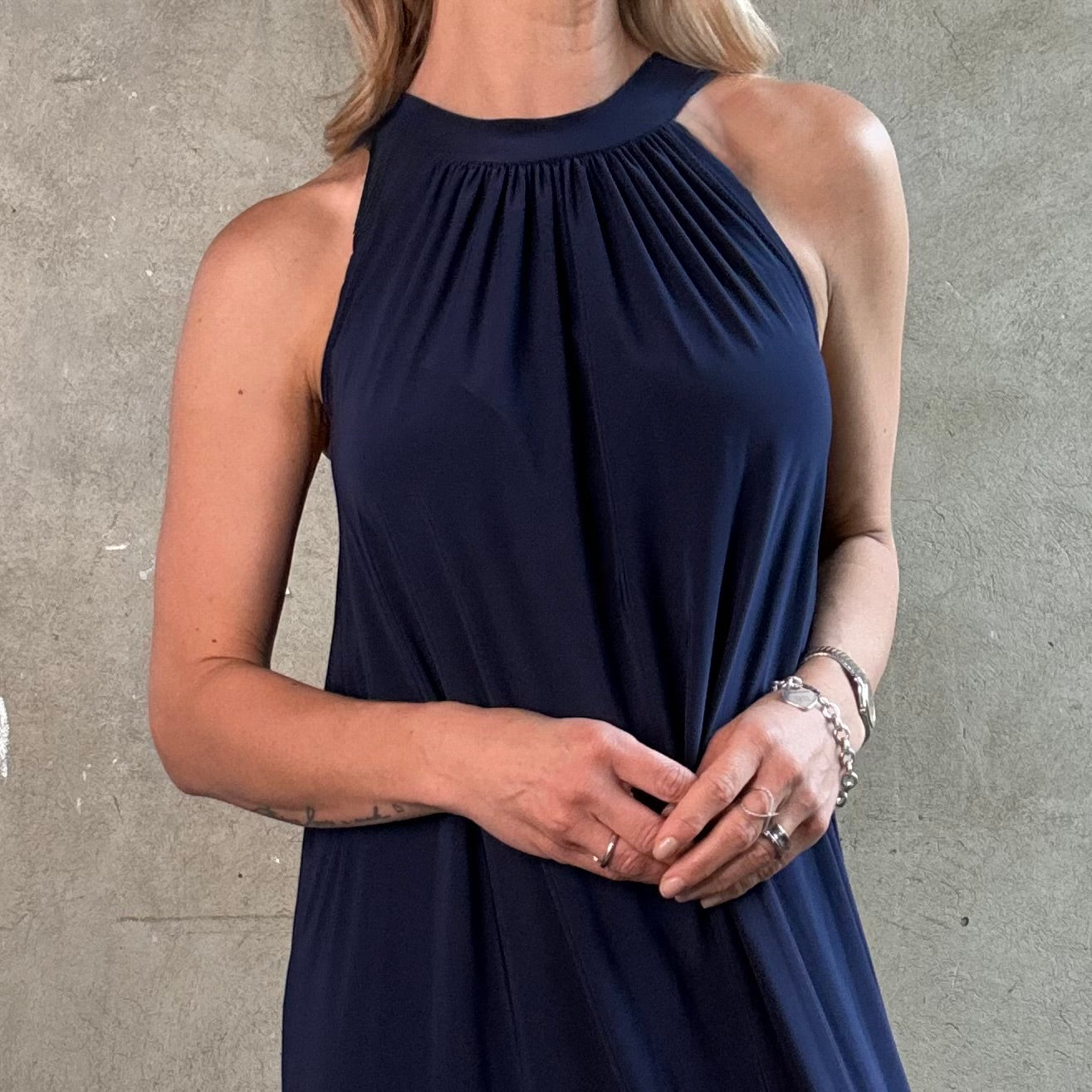 American Neck Maxikleid Blau