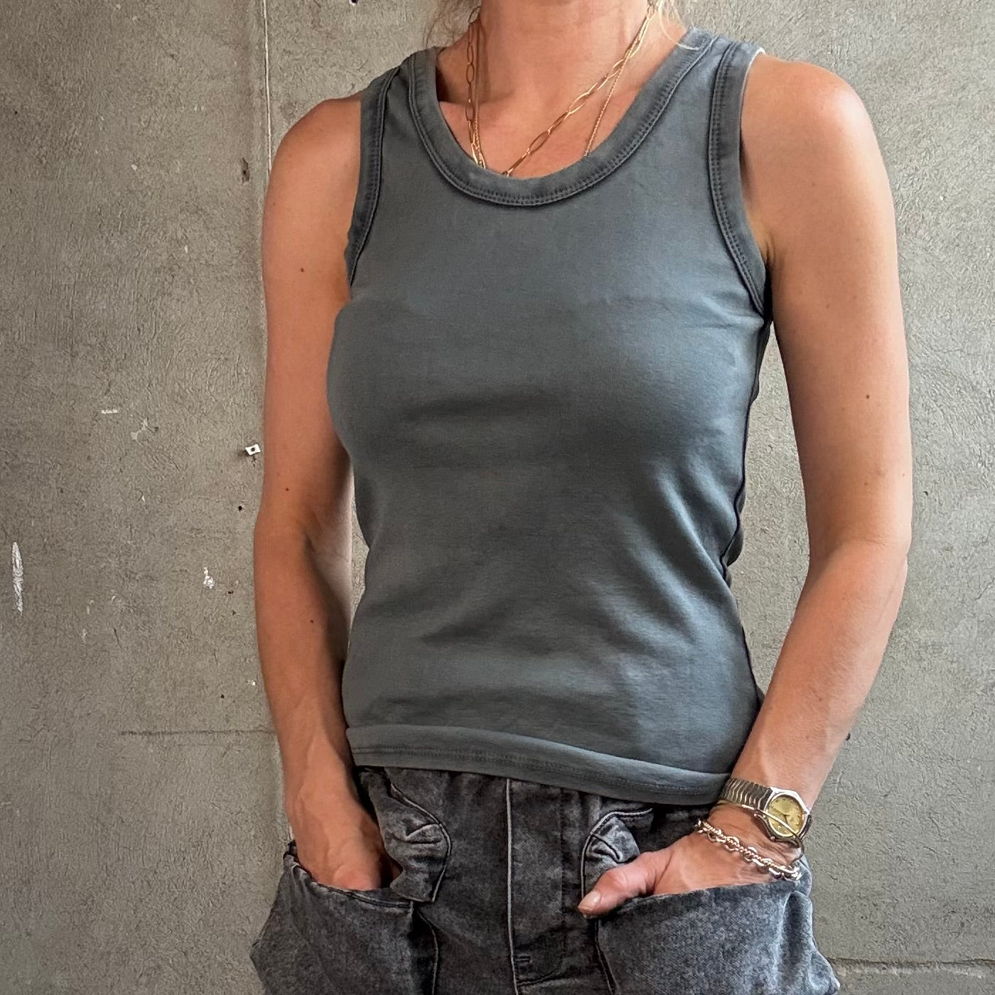 Tank Top Smiley Vintage Grau