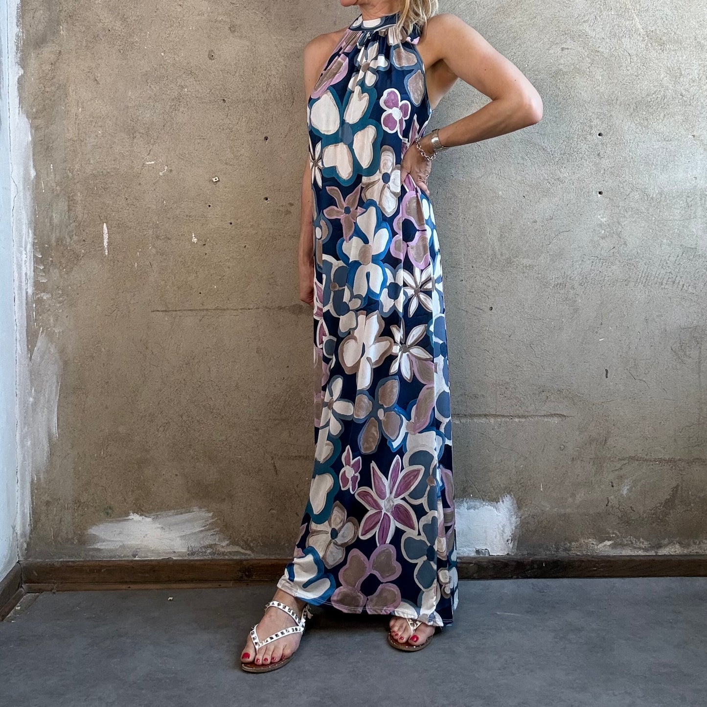 American Neck Maxikleid Flower
