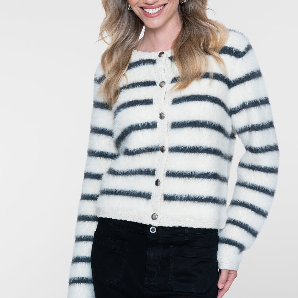 Geisha Strickjacke in Hairy-Optik