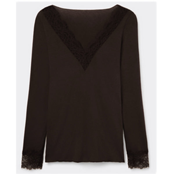 Longsleeve V-Neck in Braun