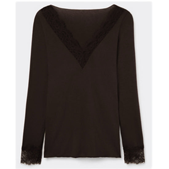 Longsleeve V-Neck in Braun