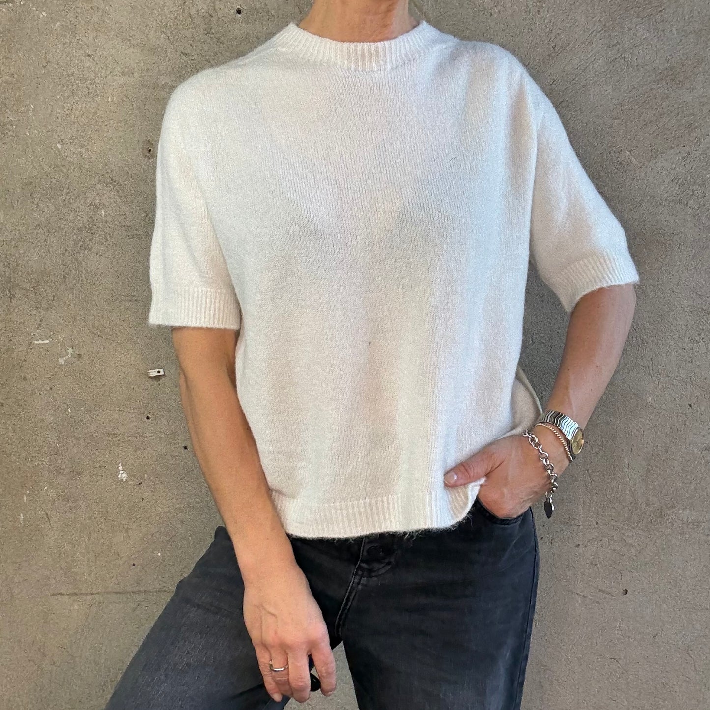 Strickshirt Basic Round Off-White