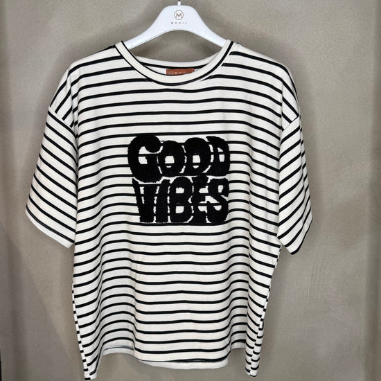 Tshirt Good Vibes Stripe Black