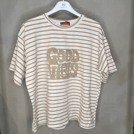Tshirt Good Vibes Stripe Beige