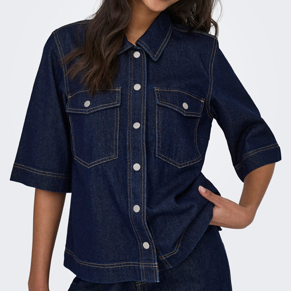 Only Belle Demin Shirt Dark Blue
