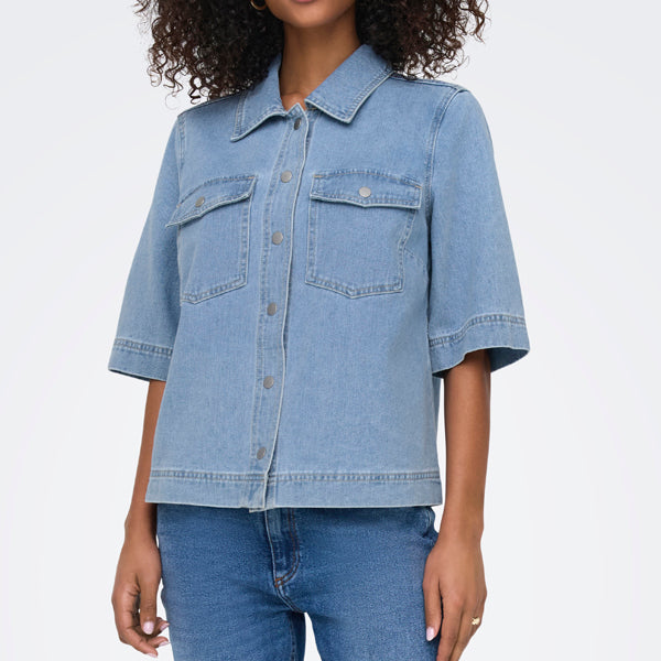 Only Belle Demin Shirt Light Blue