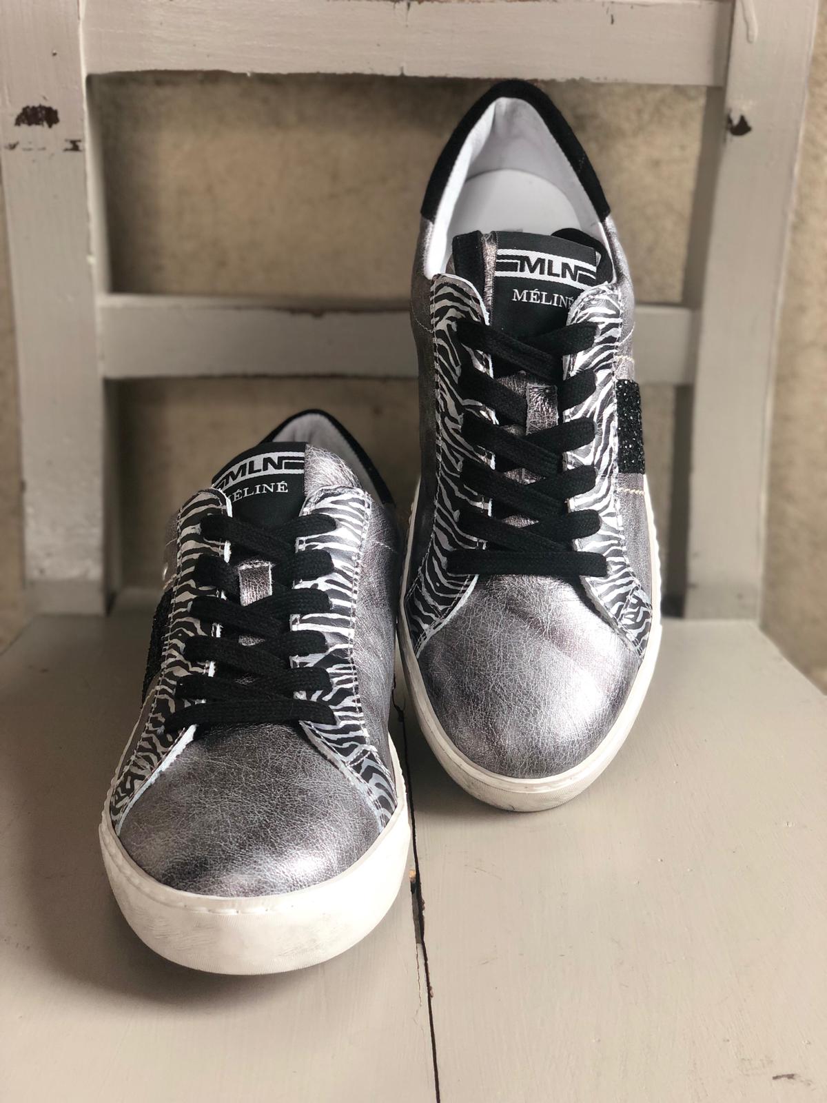 MELINÈ Sneaker flach Silber, Zebra