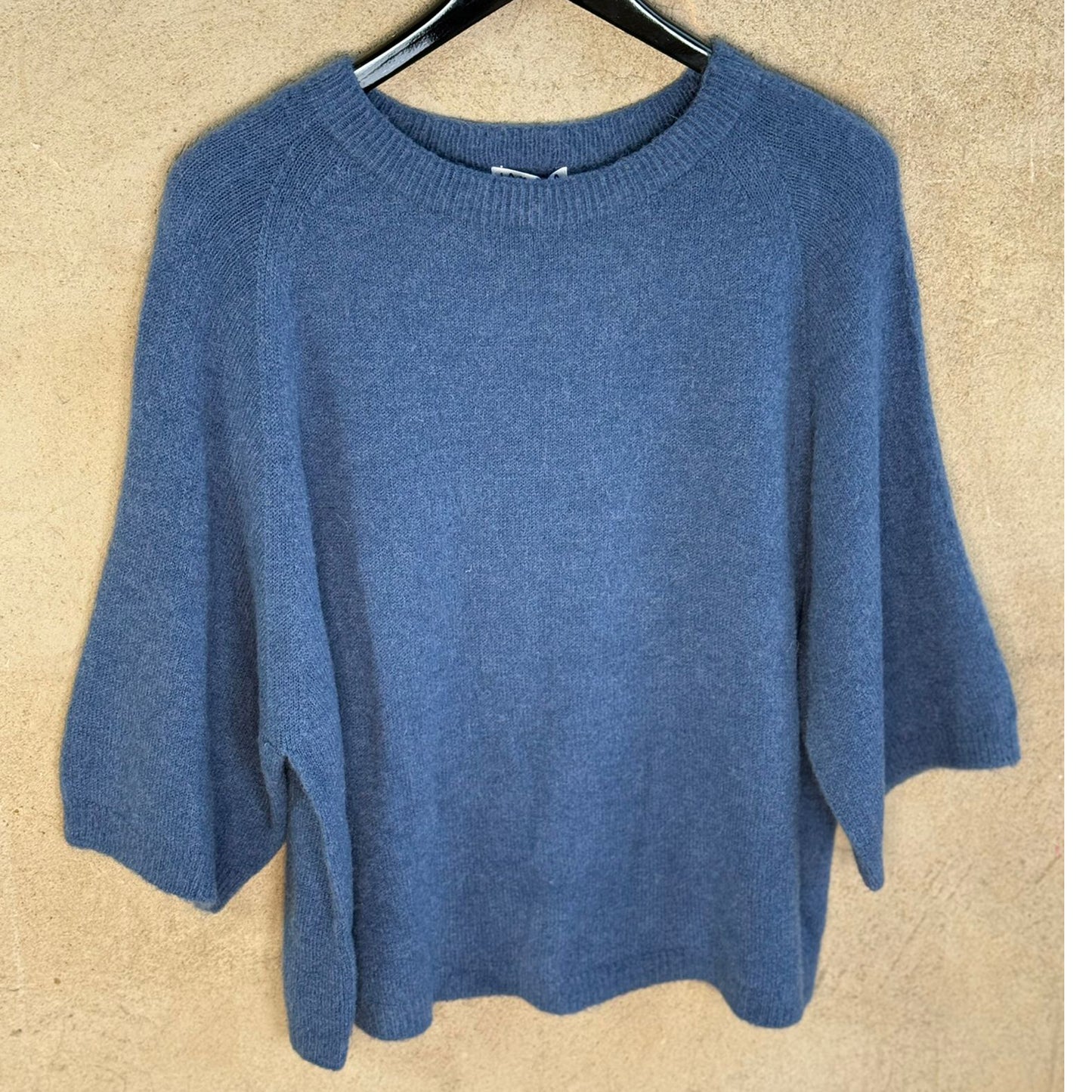 Strickshirt Basic Round Jeansblau