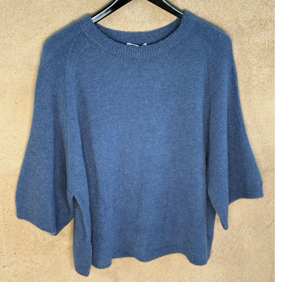 Strickshirt Basic Round Jeansblau