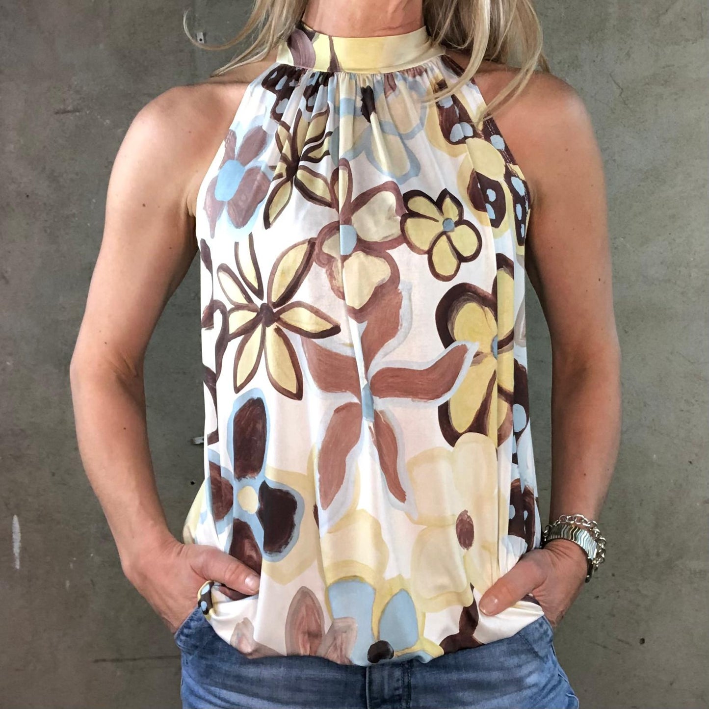 American Neck Top Flowers