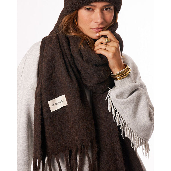 Schal Fringe Braun