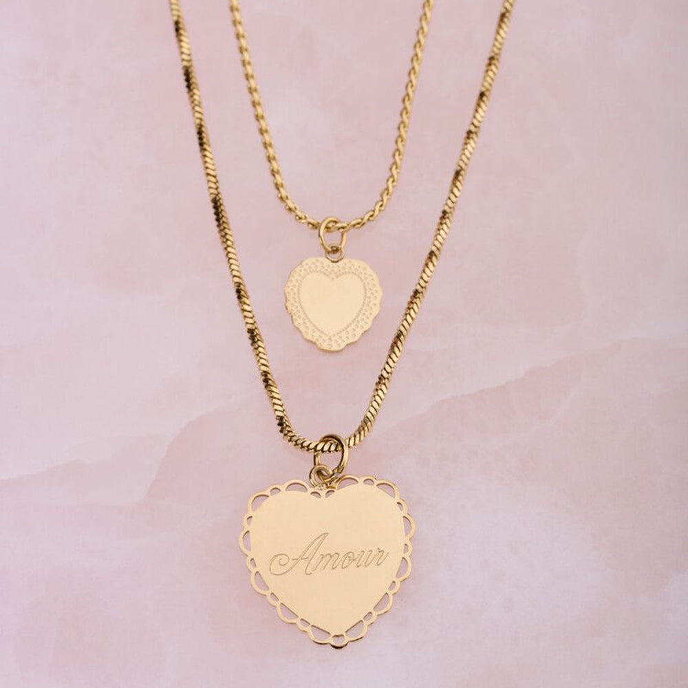 MJ doppelte Kette mit Herzen