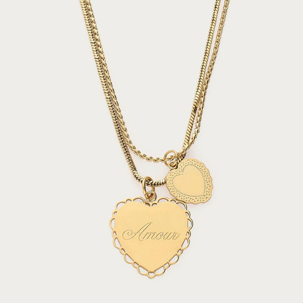 MJ doppelte Kette mit Herzen