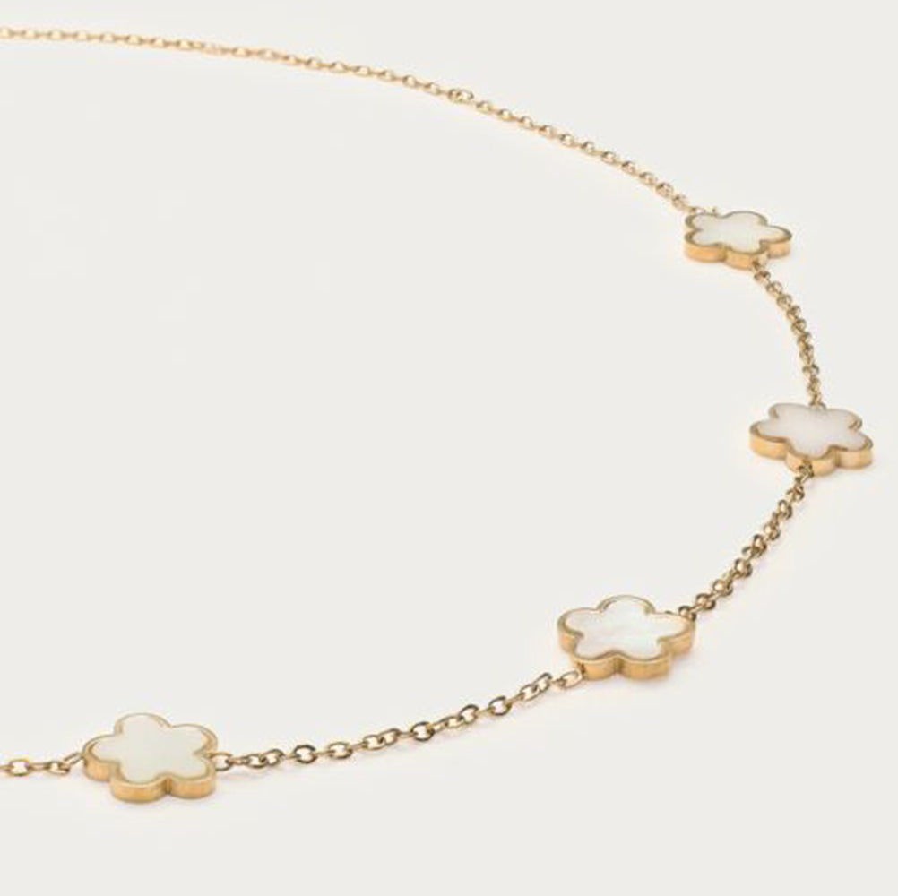 MJ Kette mit Perlmutt-Blumen