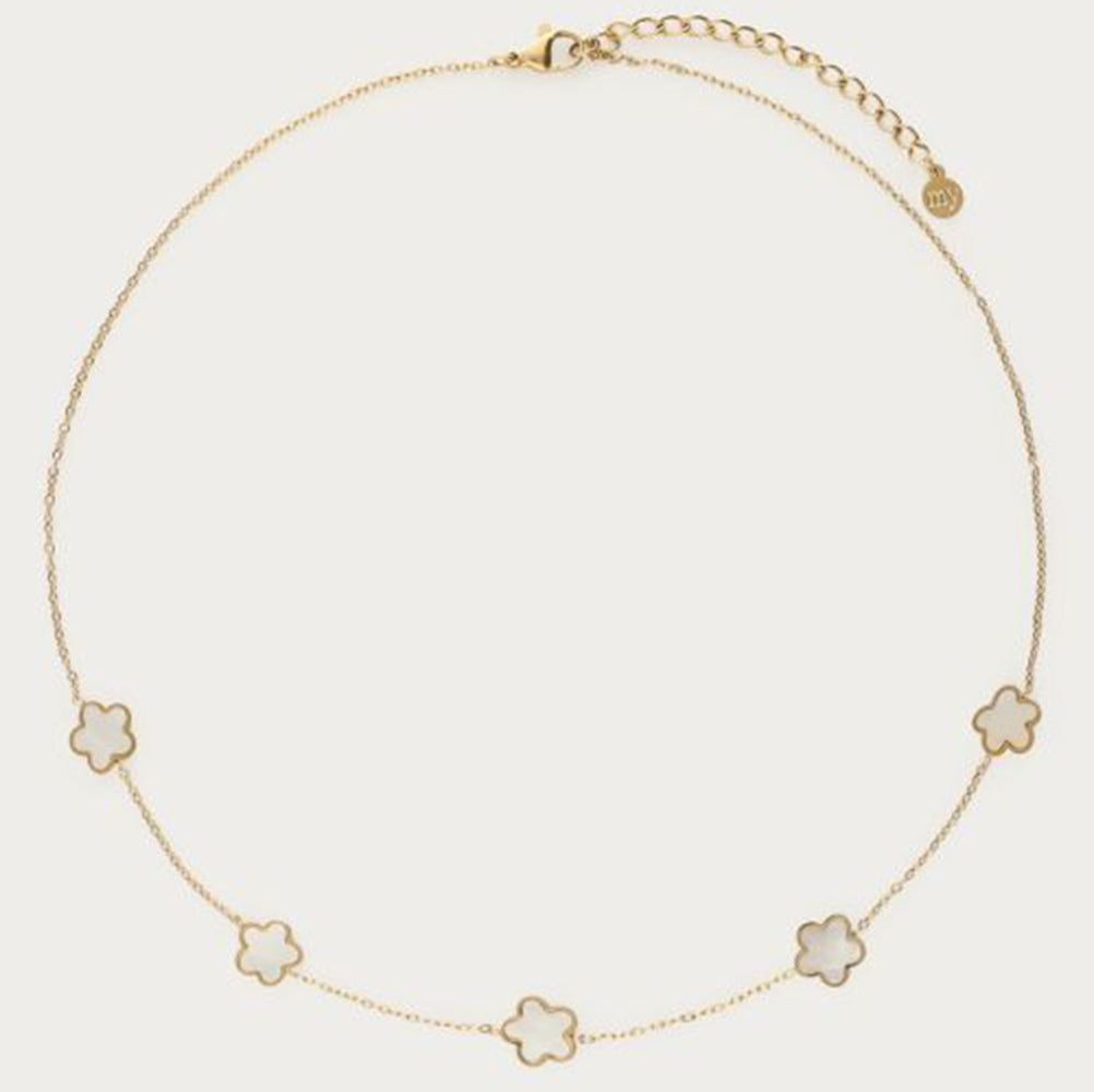 MJ Kette mit Perlmutt-Blumen