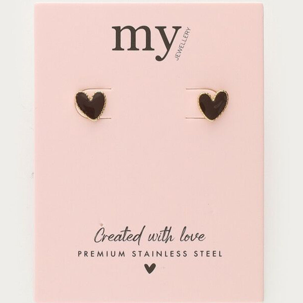 MJ Ohrstecker Herz Braun